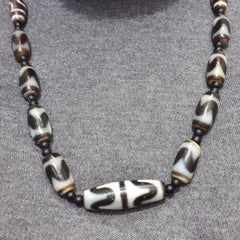 Antique High Quality Tibetan Tigertoth Pattern Agate Dzi Beads Amulet Mala