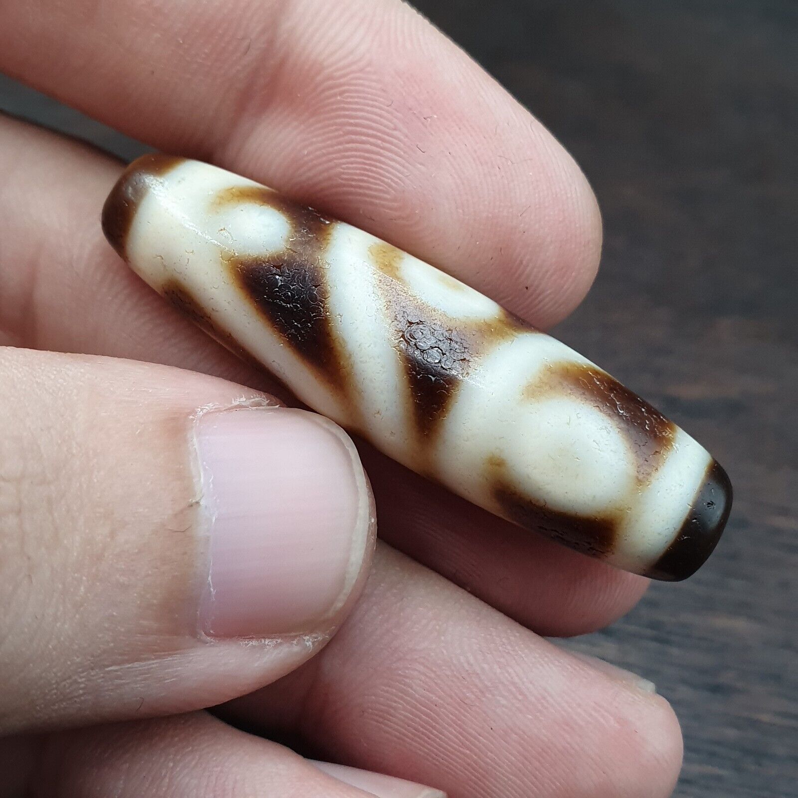 Vintage Himalayan Tibetan Agate Dzi Bead Amulet Smooth Skin Bead C14