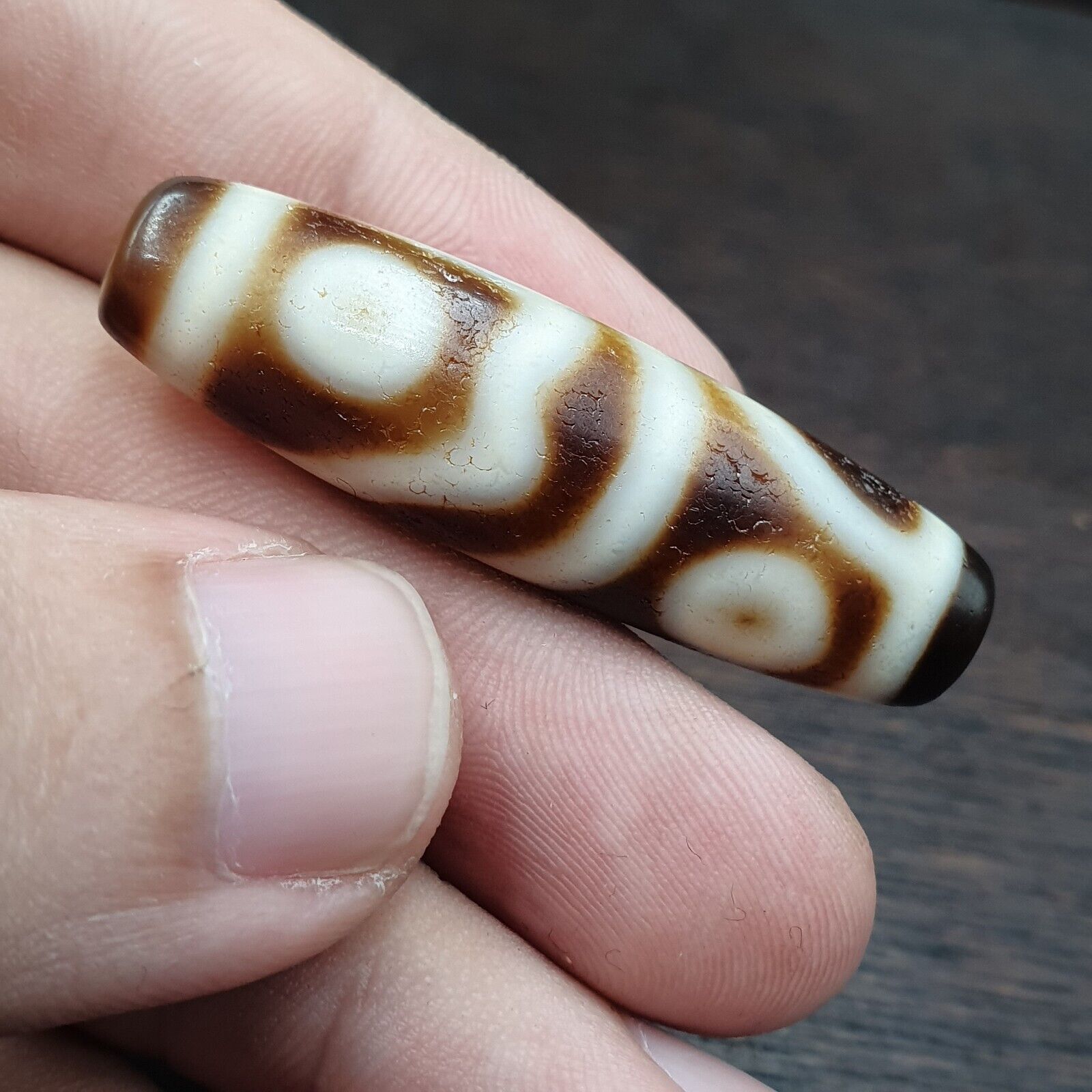 Vintage Himalayan Tibetan Agate Dzi Bead Amulet Smooth Skin Bead C14