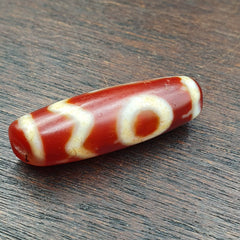 Himalayan Tibetan Carnelian Unique 2 Eyes Red Agate Dzi Amulet Bead C16