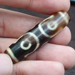 Himalayan Tibetan Nepalese 6 Eyes Agate Dzi Amulet Buddhist Spiritual Bead C15