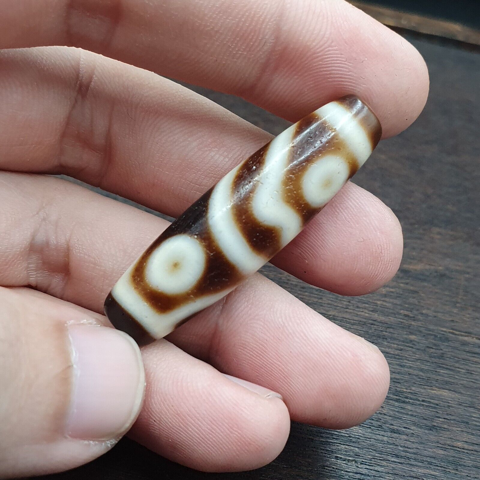 Vintage Himalayan Tibetan Agate Dzi Bead Amulet Smooth Skin Bead C14