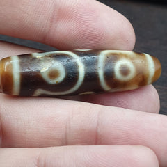 Himalayan Tibetan Nepalese 6 Eyes Agate Dzi Amulet Buddhist Spiritual Bead C15