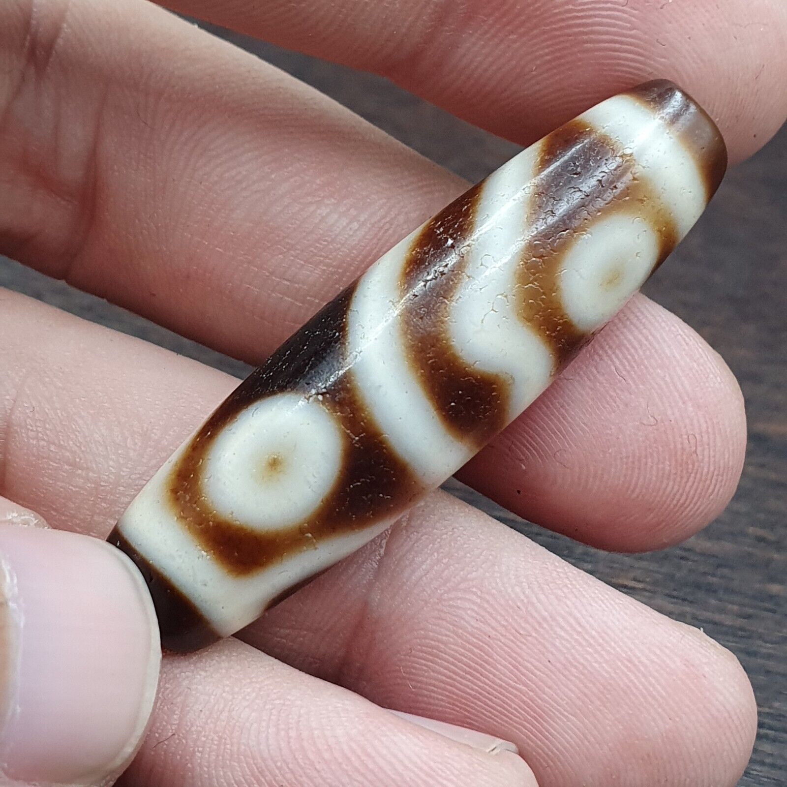 Vintage Himalayan Tibetan Agate Dzi Bead Amulet Smooth Skin Bead C14
