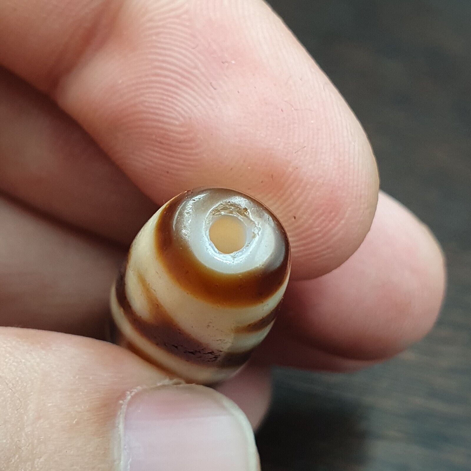Vintage Himalayan Tibetan Agate Dzi Bead Amulet Smooth Skin Bead C14