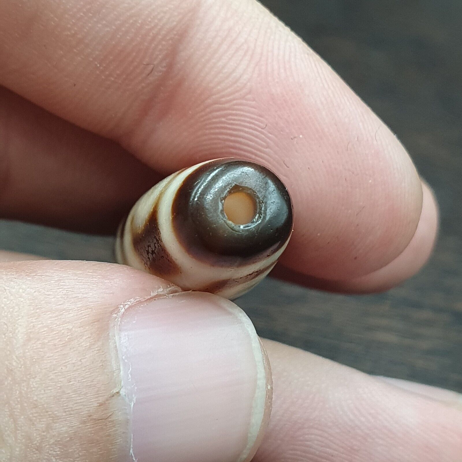 Vintage Himalayan Tibetan Agate Dzi Bead Amulet Smooth Skin Bead C14