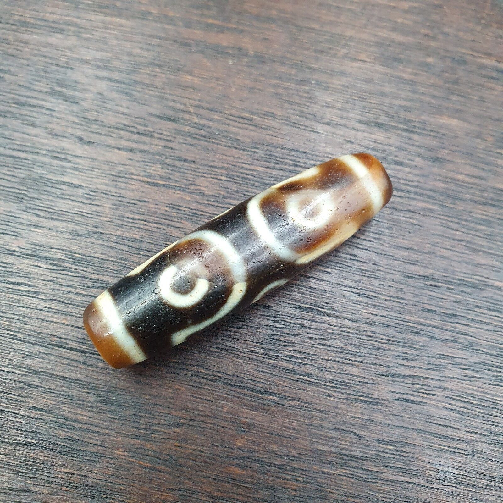 Himalayan Tibetan Nepalese 6 Eyes Agate Dzi Amulet Buddhist Spiritual Bead C15