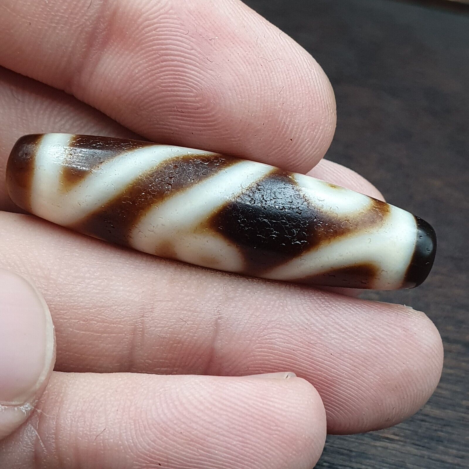 Vintage Himalayan Tibetan Agate Dzi Bead Amulet Smooth Skin Bead C14
