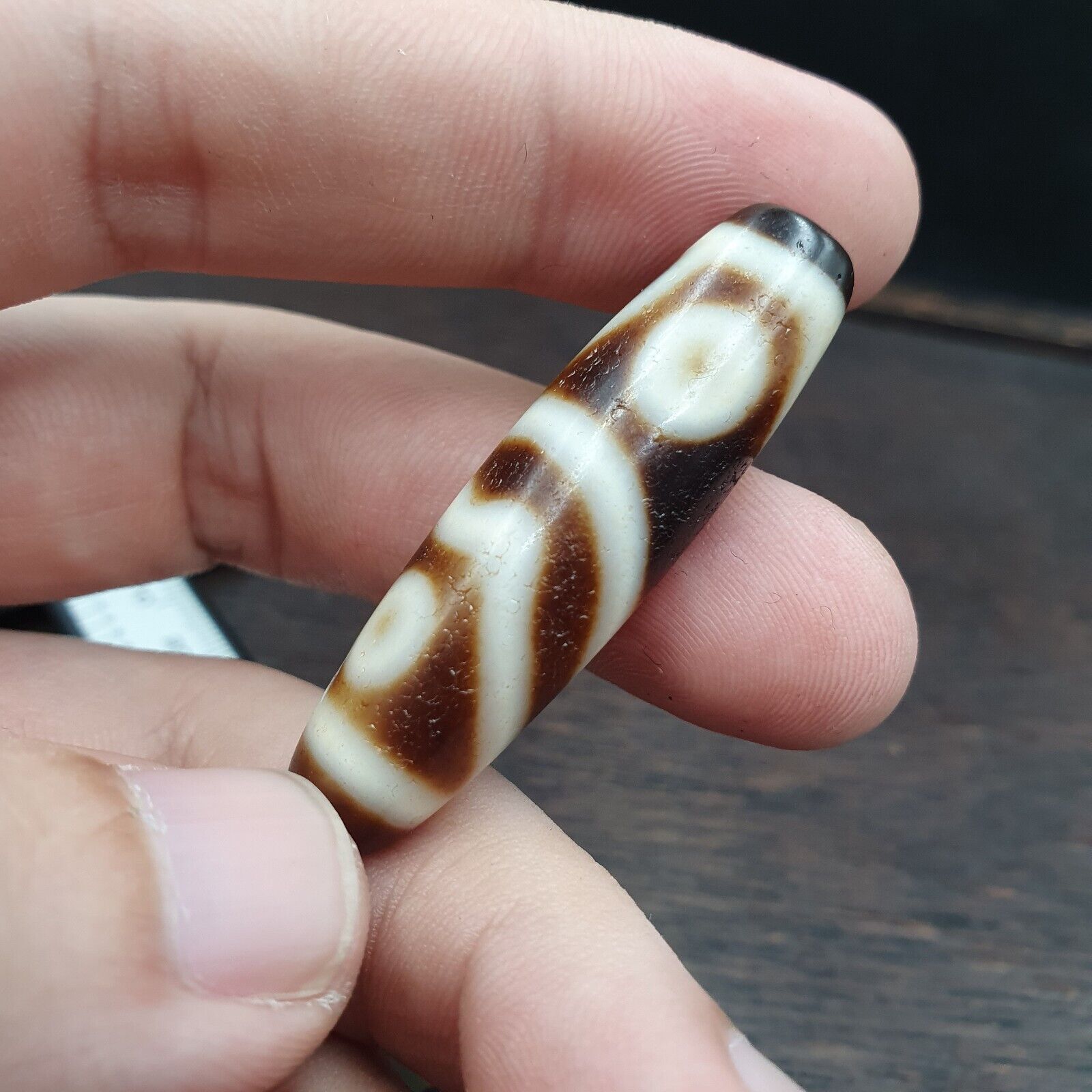 Vintage Himalayan Tibetan Agate Dzi Bead Amulet Smooth Skin Bead C14
