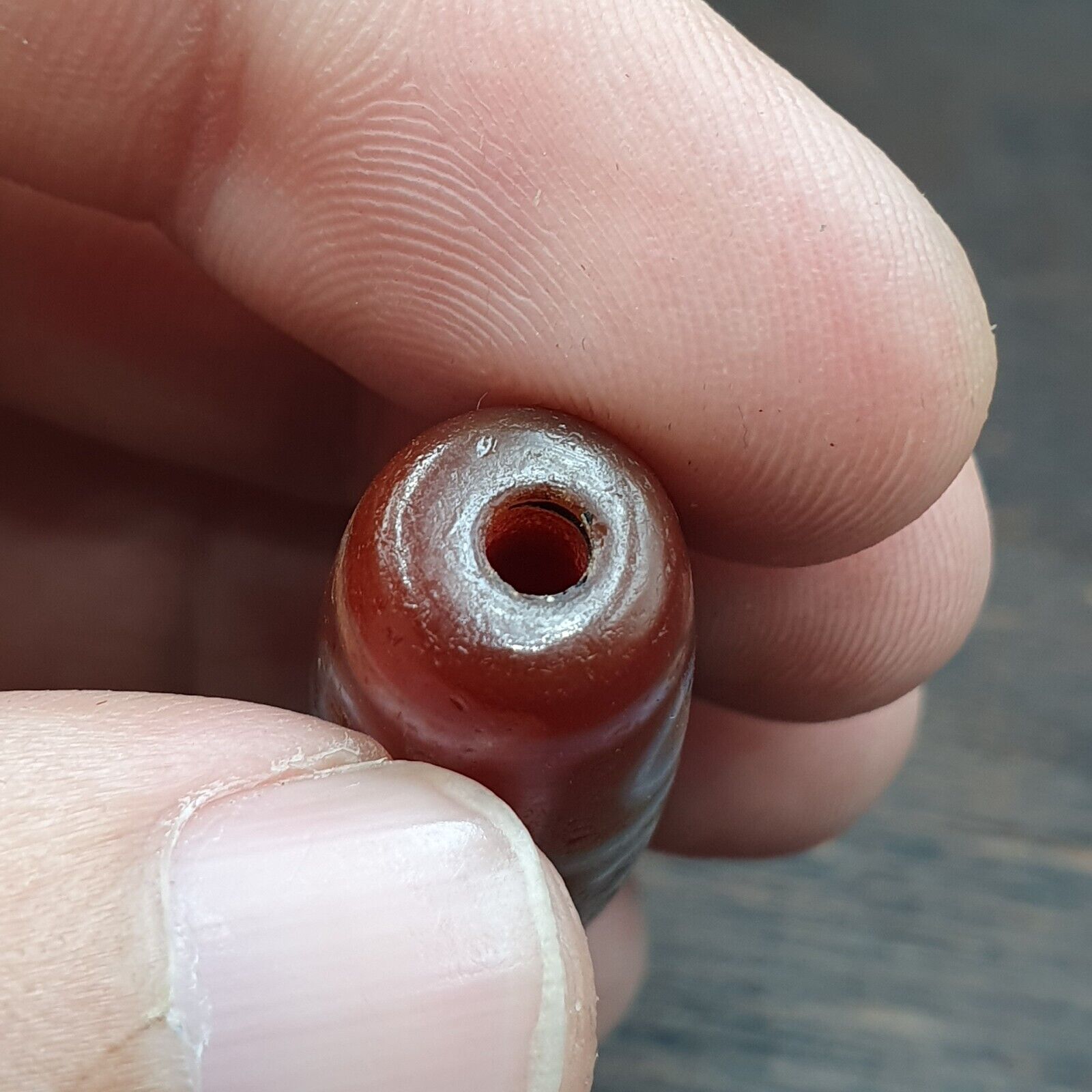 Himalayan Tibetan Carnelian 9 Falling Eyes Red Agate Dzi Amulet Bead C17