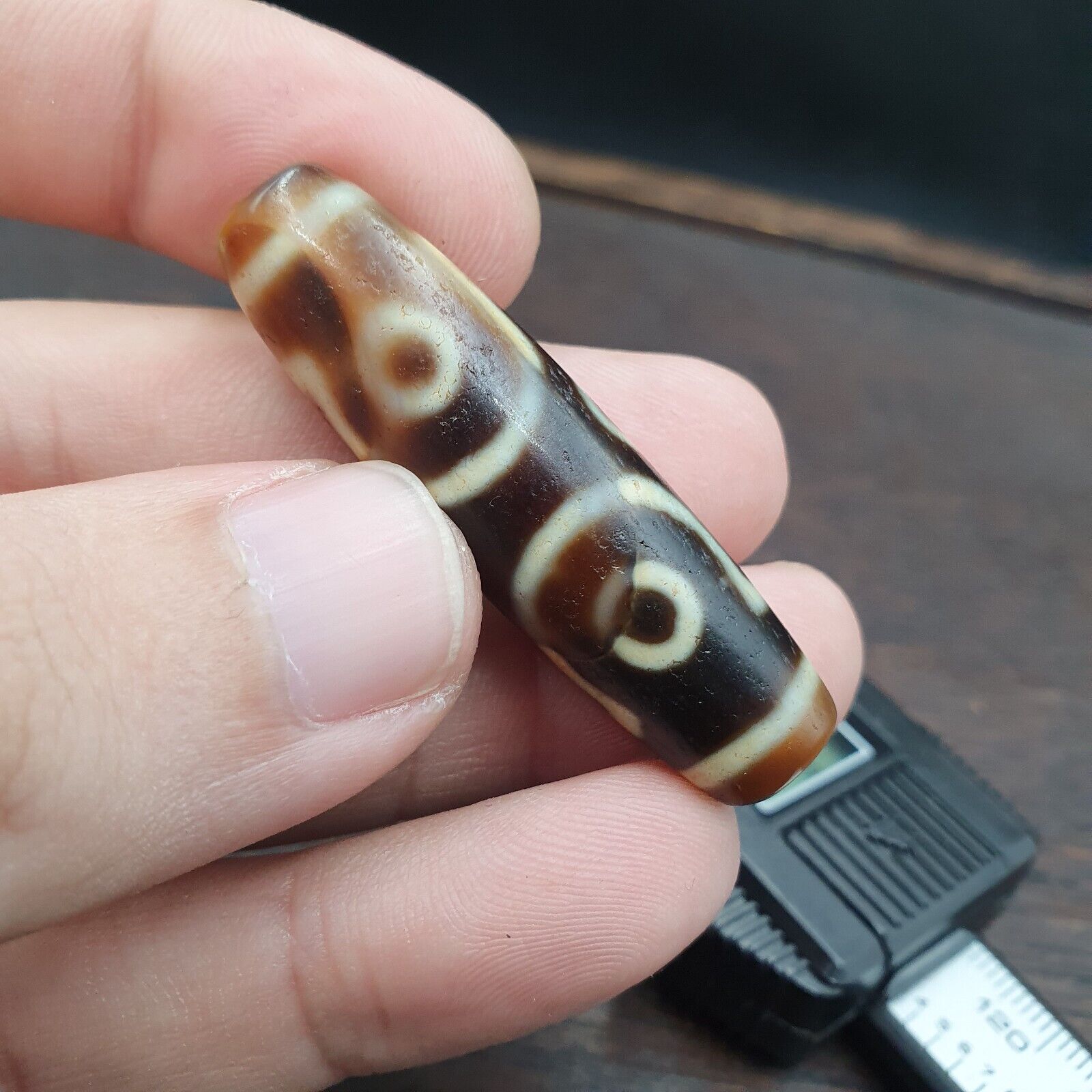 Himalayan Tibetan Nepalese 6 Eyes Agate Dzi Amulet Buddhist Spiritual Bead C15