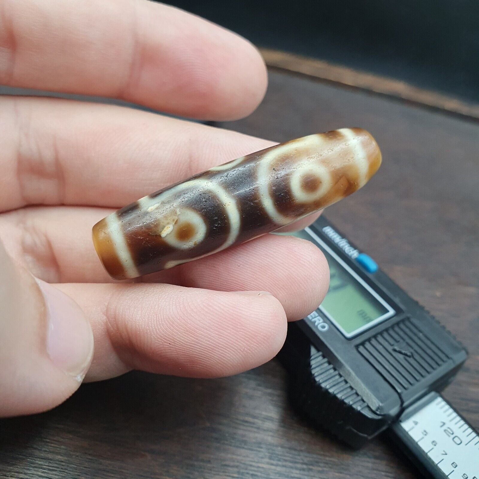 Himalayan Tibetan Nepalese 6 Eyes Agate Dzi Amulet Buddhist Spiritual Bead C15