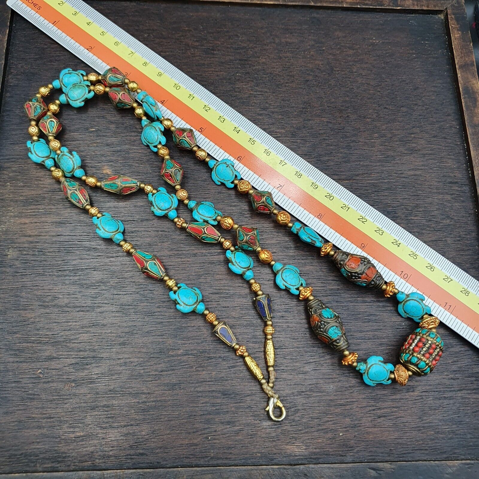 Turquoise,Hawlite Stone Tibetan Nepal Necklace Boho Ethnic Jewelry 40"