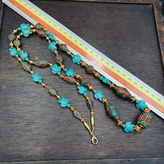 Turquoise,Hawlite Stone Tibetan Nepal Necklace Boho Ethnic Jewelry 40"