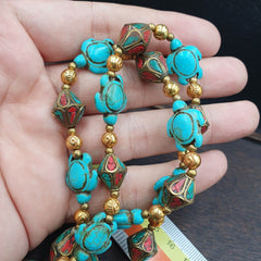 Turquoise,Hawlite Stone Tibetan Nepal Necklace Boho Ethnic Jewelry 40"
