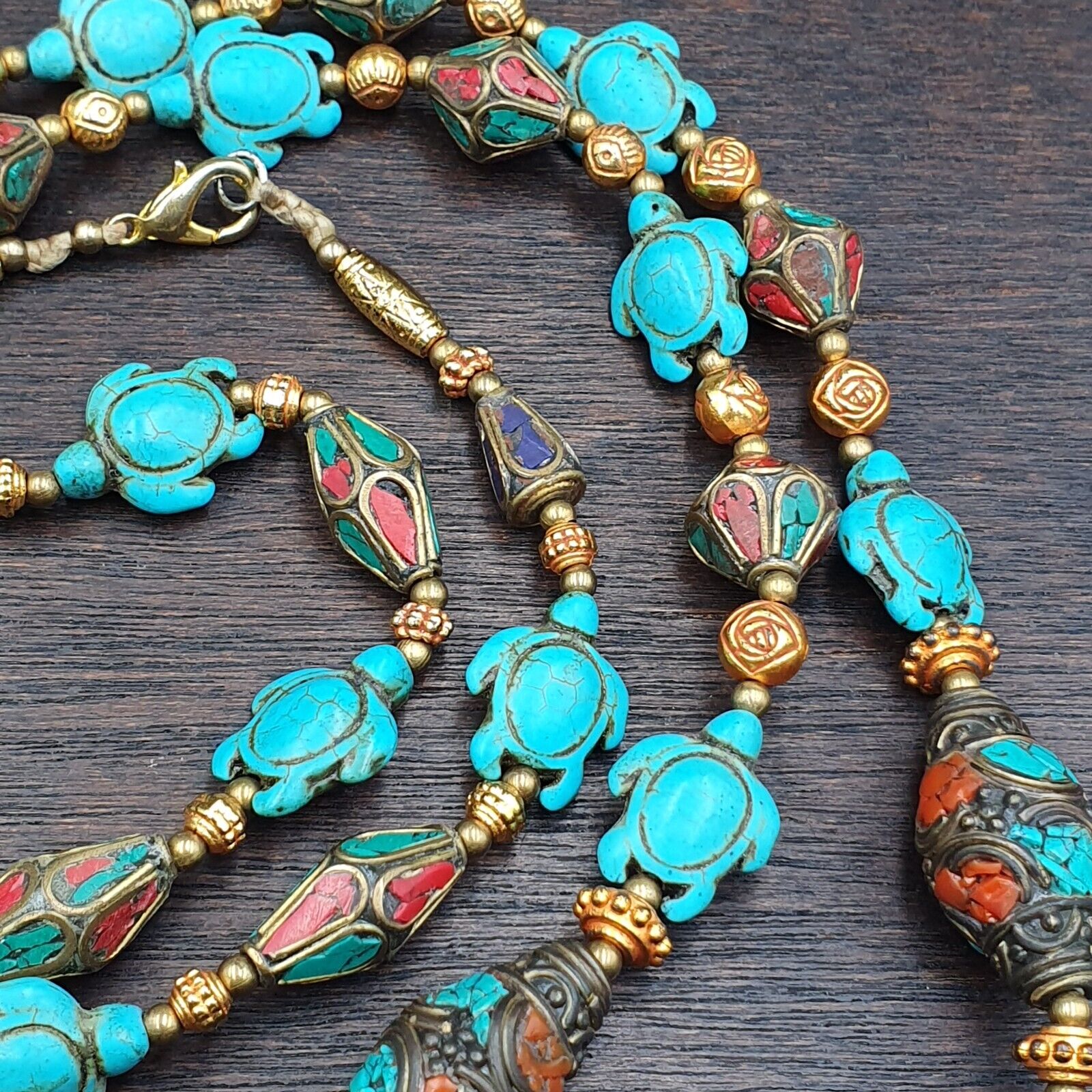 Turquoise,Hawlite Stone Tibetan Nepal Necklace Boho Ethnic Jewelry 40"