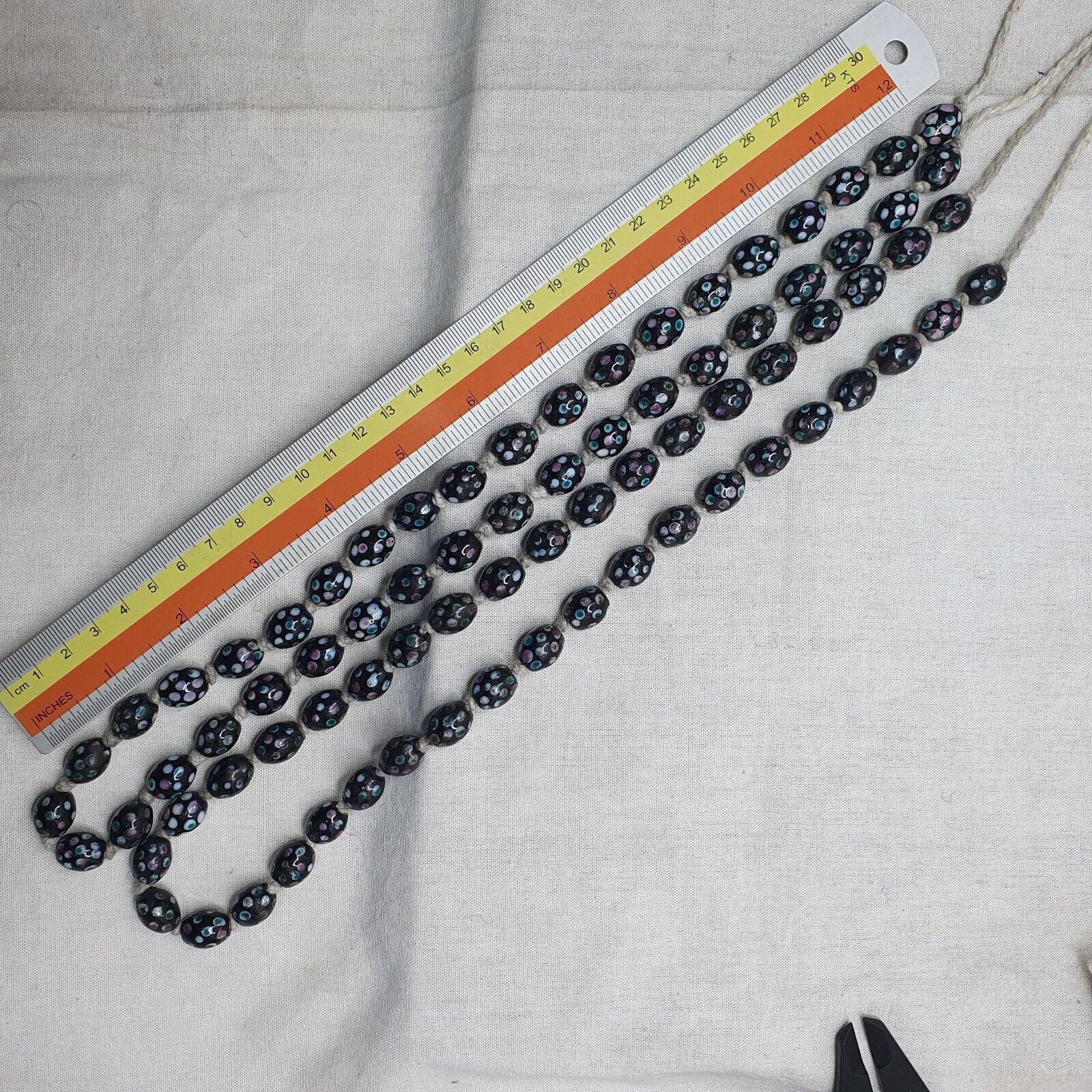 Black Skunk Venetian Style Beads Dotted Beads EAST OASIS Collection long strand