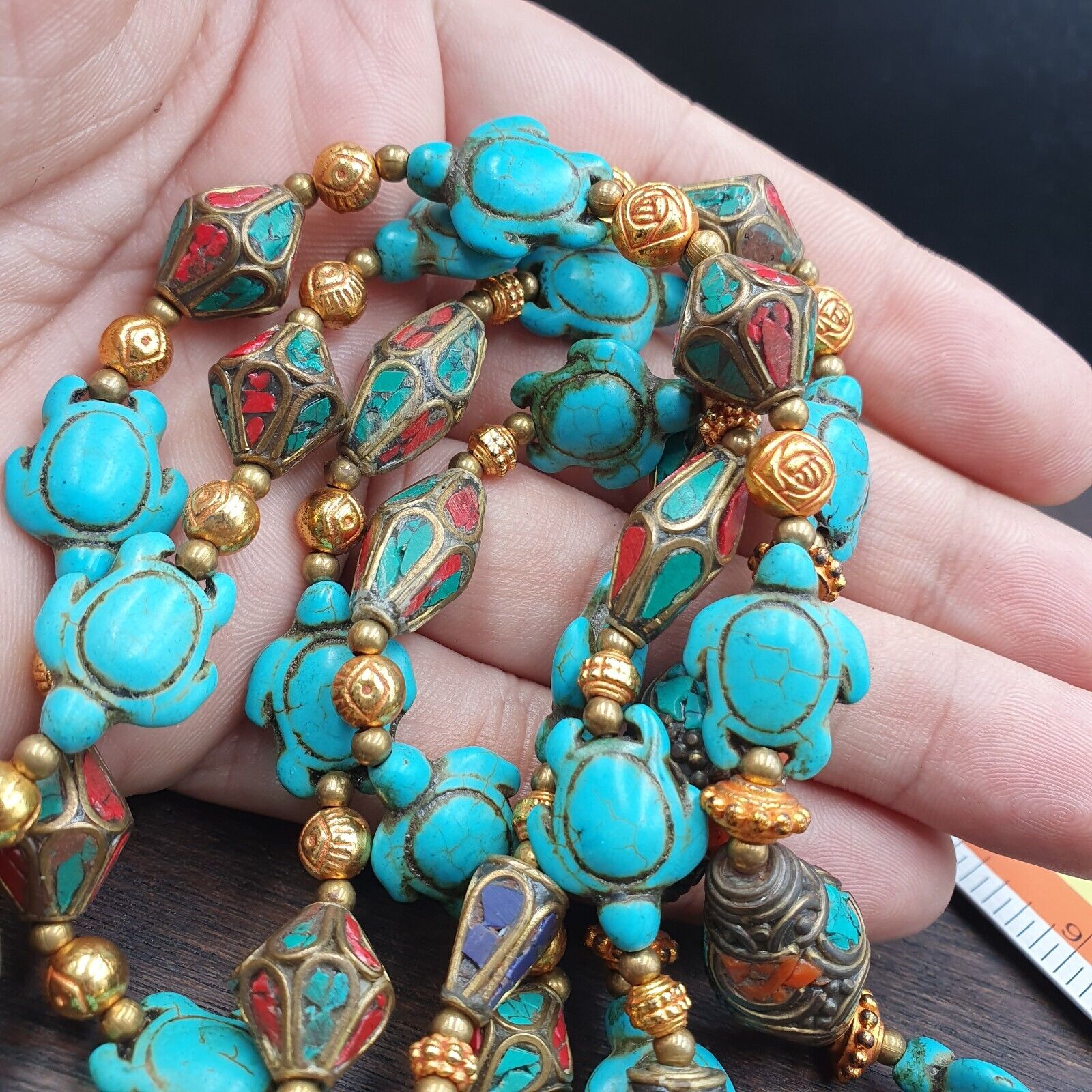 Turquoise,Hawlite Stone Tibetan Nepal Necklace Boho Ethnic Jewelry 40"