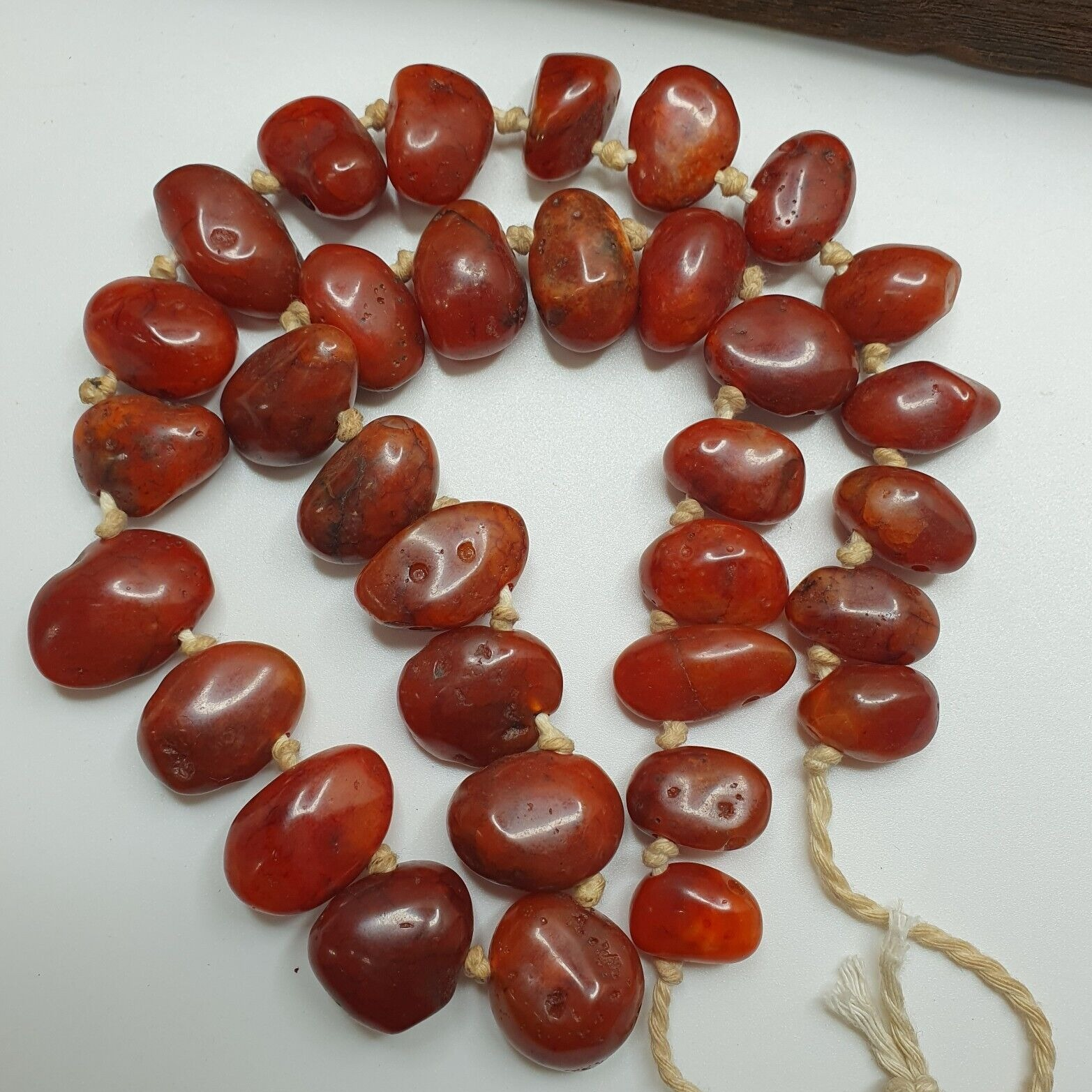 Old Antique Indo Tibetan Carnelian Agate Beads Raw Shape Necklace