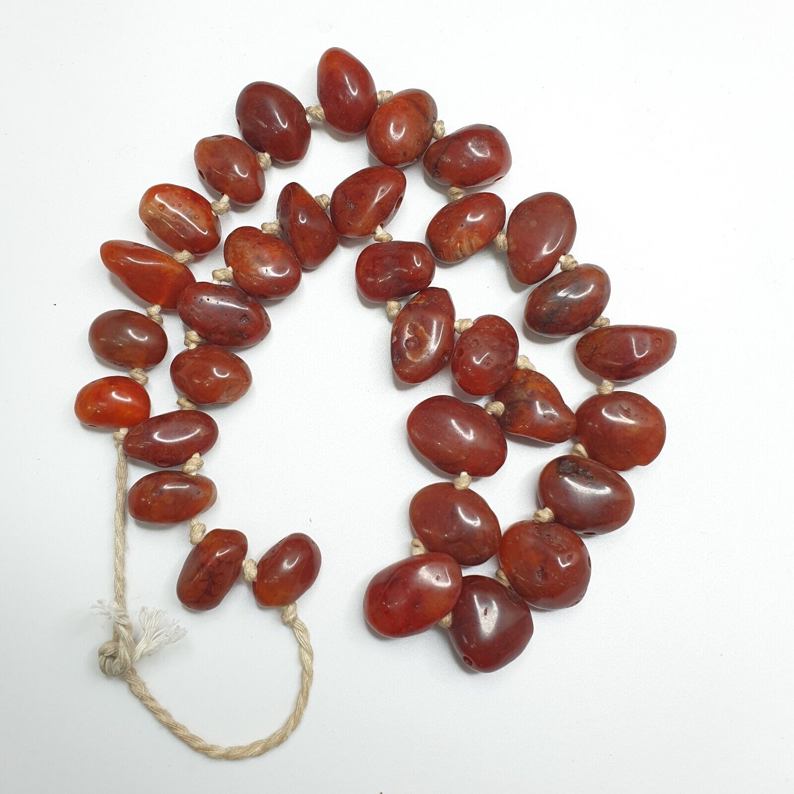 Old Antique Indo Tibetan Carnelian Agate Beads Raw Shape Necklace