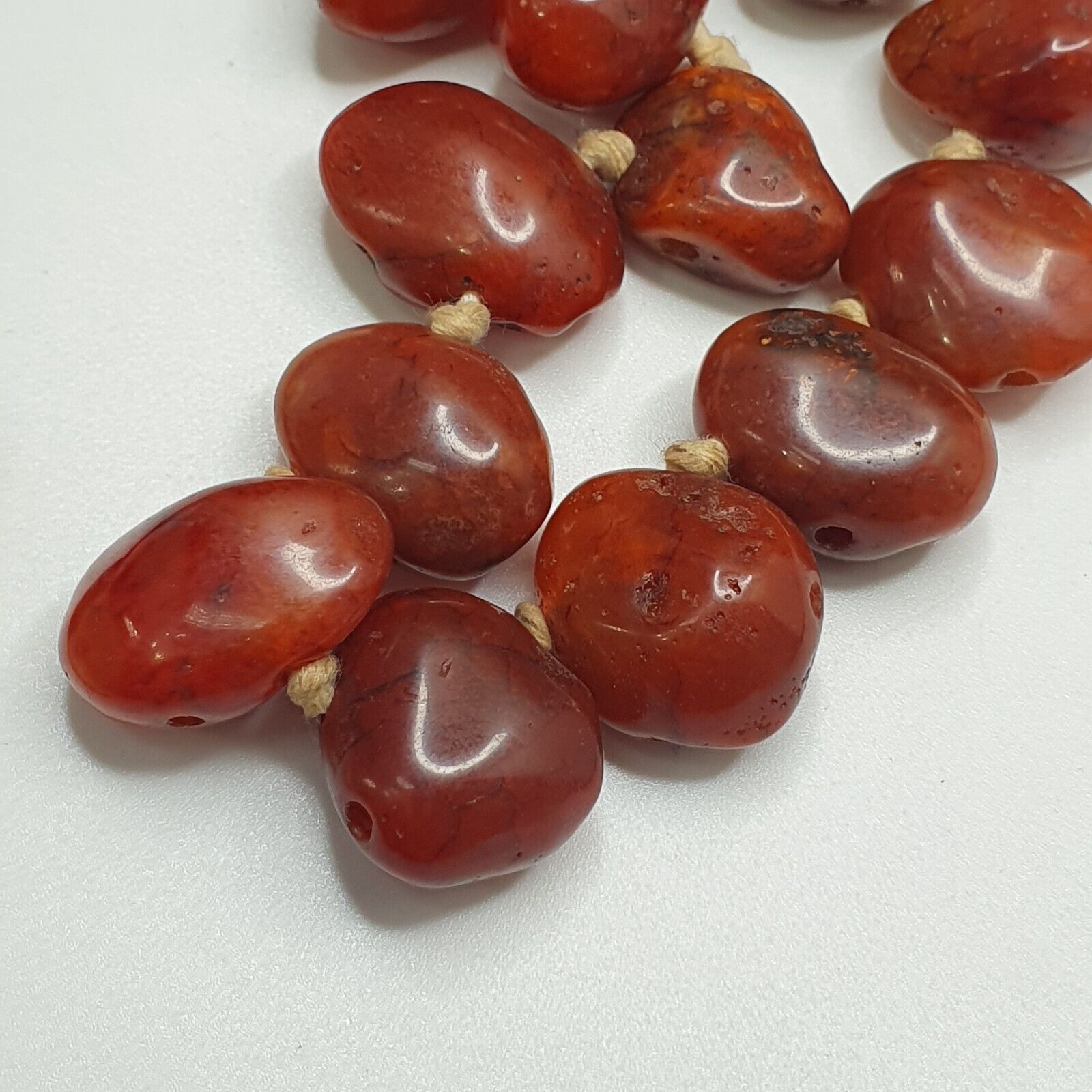 Old Antique Indo Tibetan Carnelian Agate Beads Raw Shape Necklace