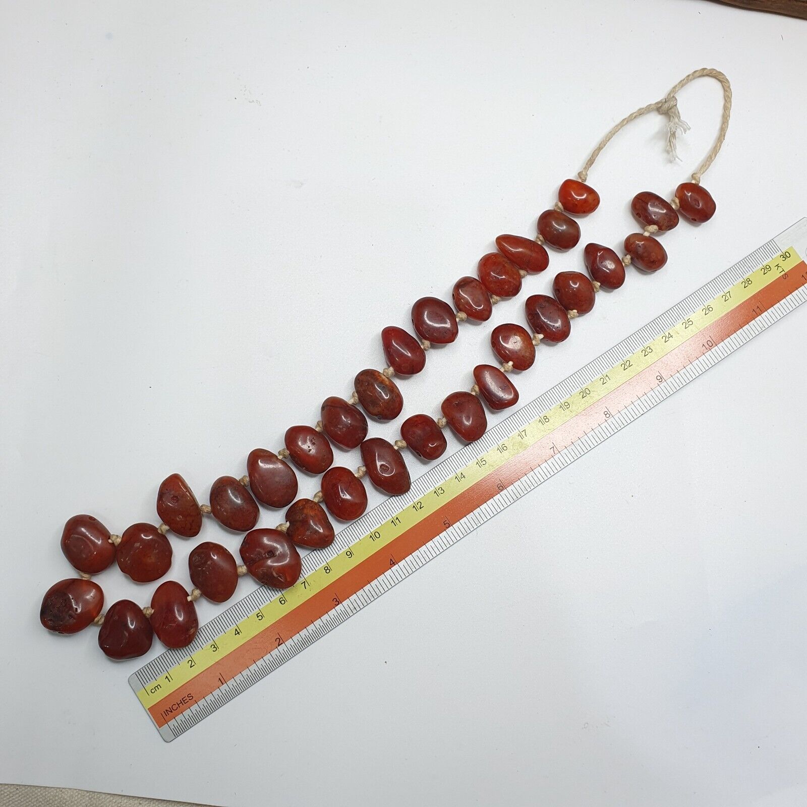 Old Antique Indo Tibetan Carnelian Agate Beads Raw Shape Necklace
