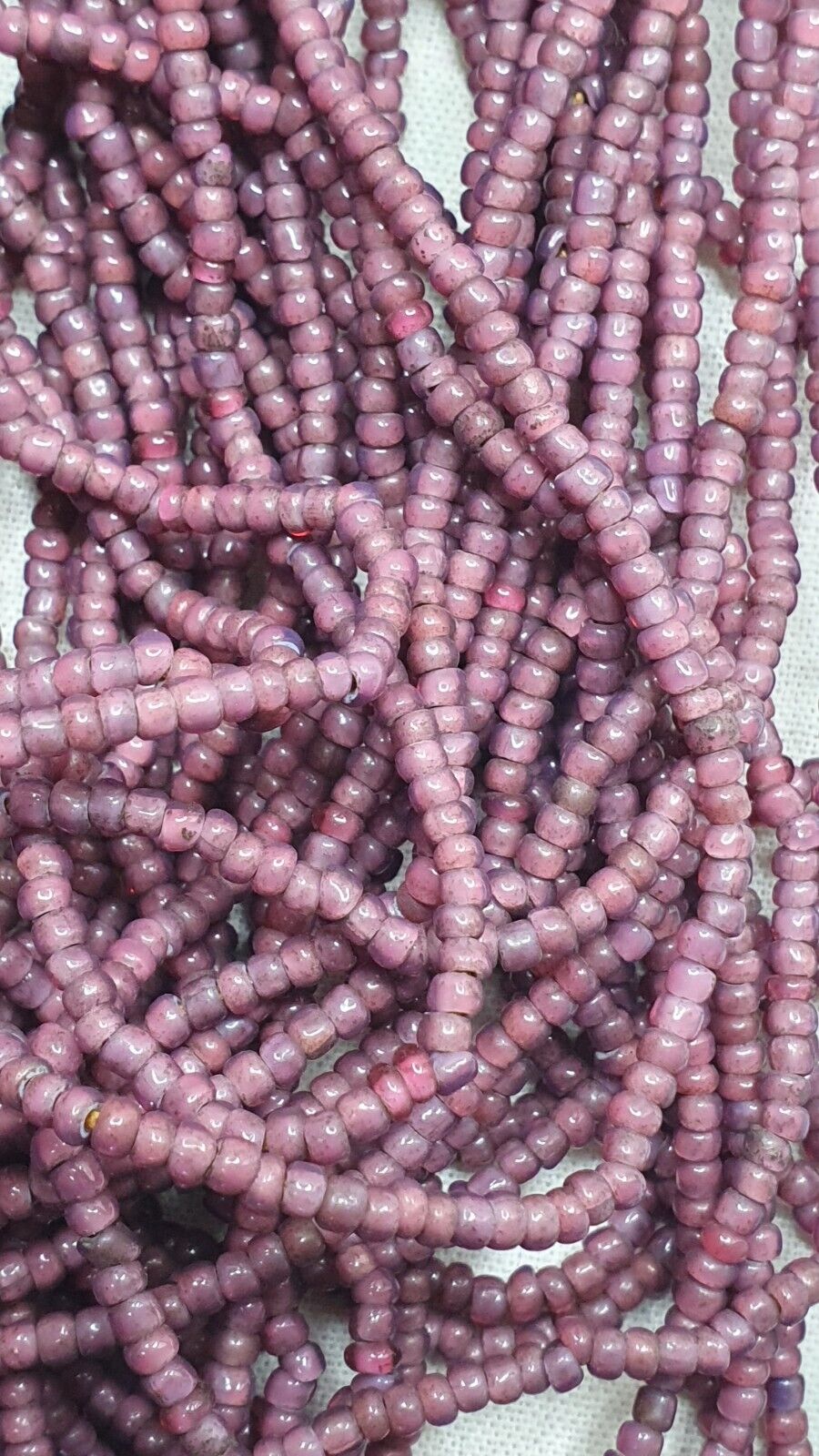 Antique Vintage Venetian Pinkish White Heart Beads Necklace