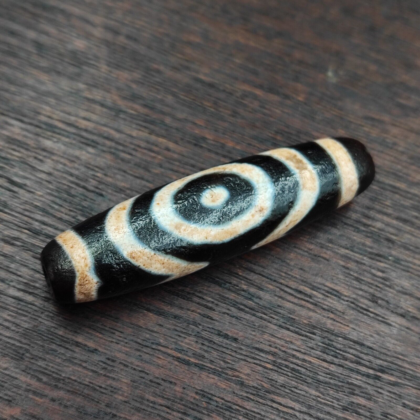 Vintage Unique Pattern 2 eyes in Eyes Tibetan Agate Dzi Bead Amulet OTB-8