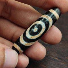 Vintage Unique Pattern 2 eyes in Eyes Tibetan Agate Dzi Bead Amulet OTB-8
