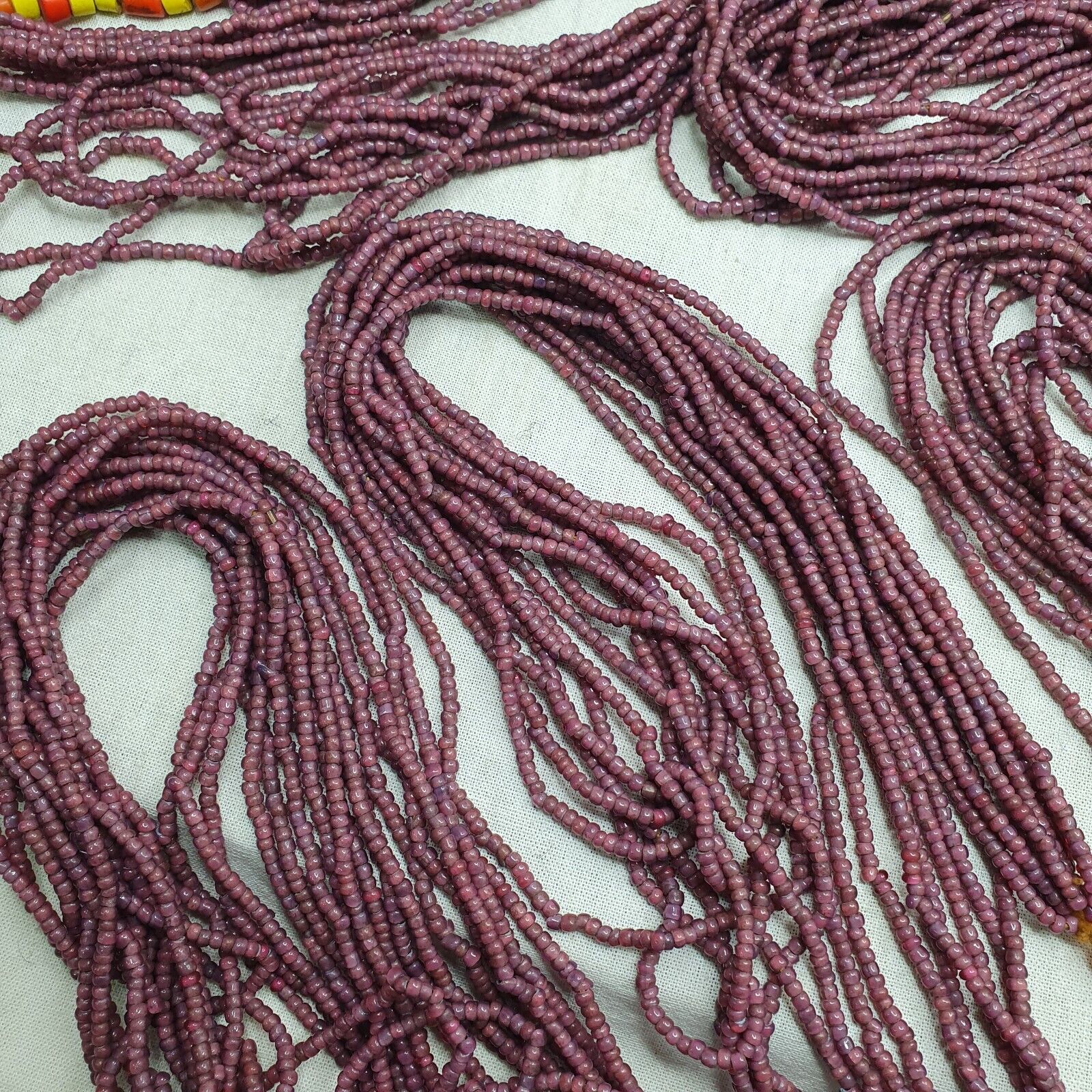 Antique Vintage Venetian Pinkish White Heart Beads Necklace