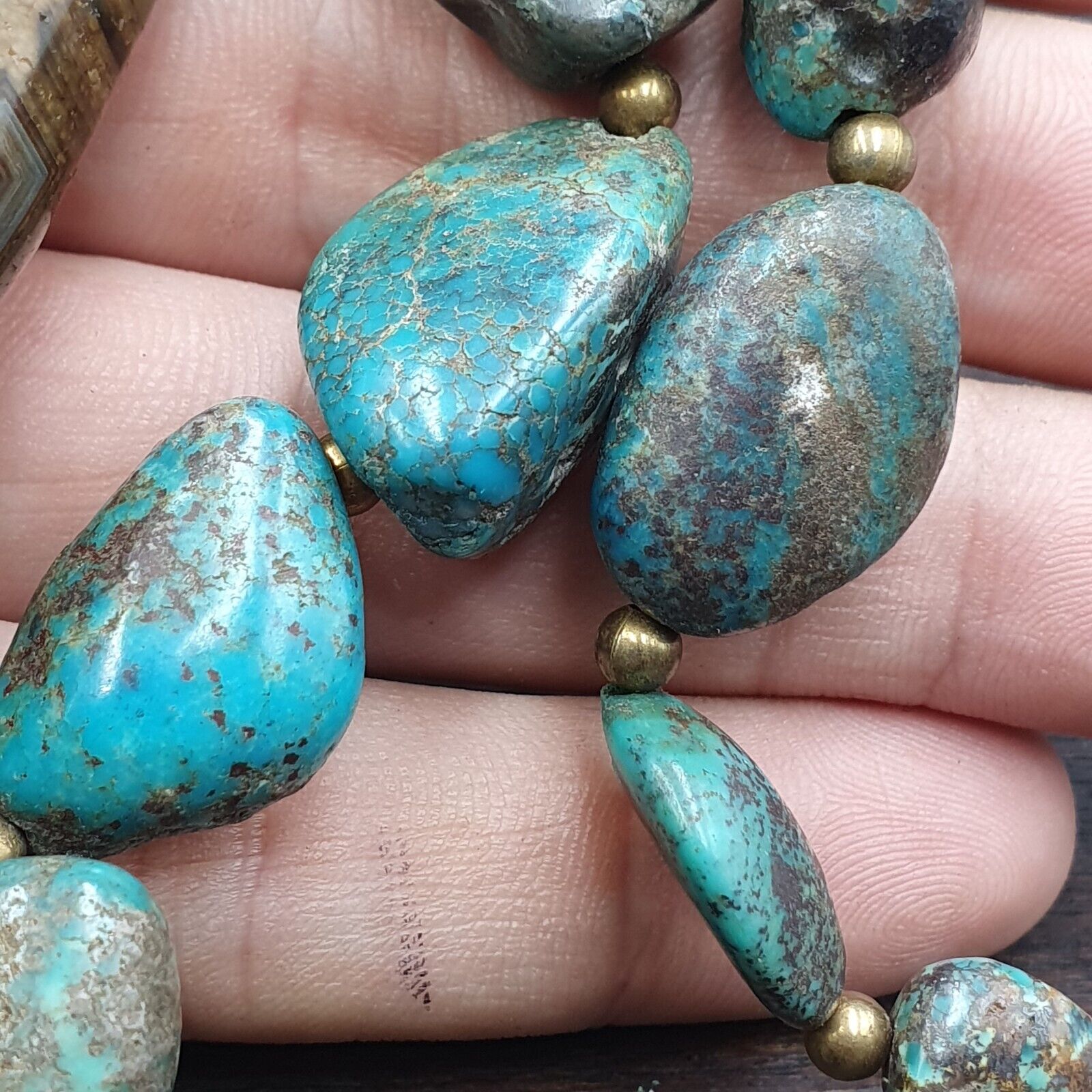 Antique Himalayan Tibetan Agate, Turquoise Amulet Beads Necklace TRQ2