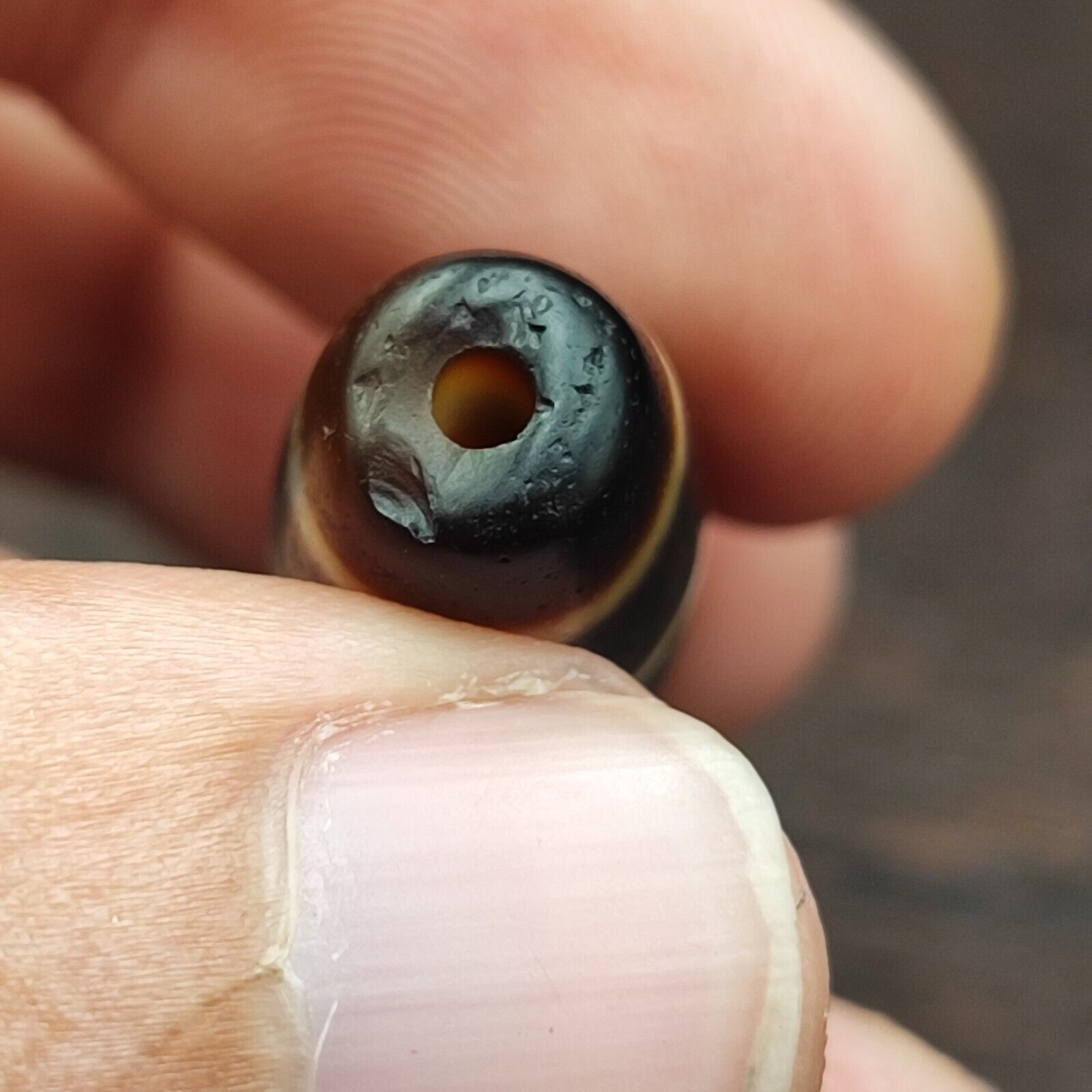 Nepalese Himalayan Indo Tibetan Agate Dzi Bead Amulet  #3-4