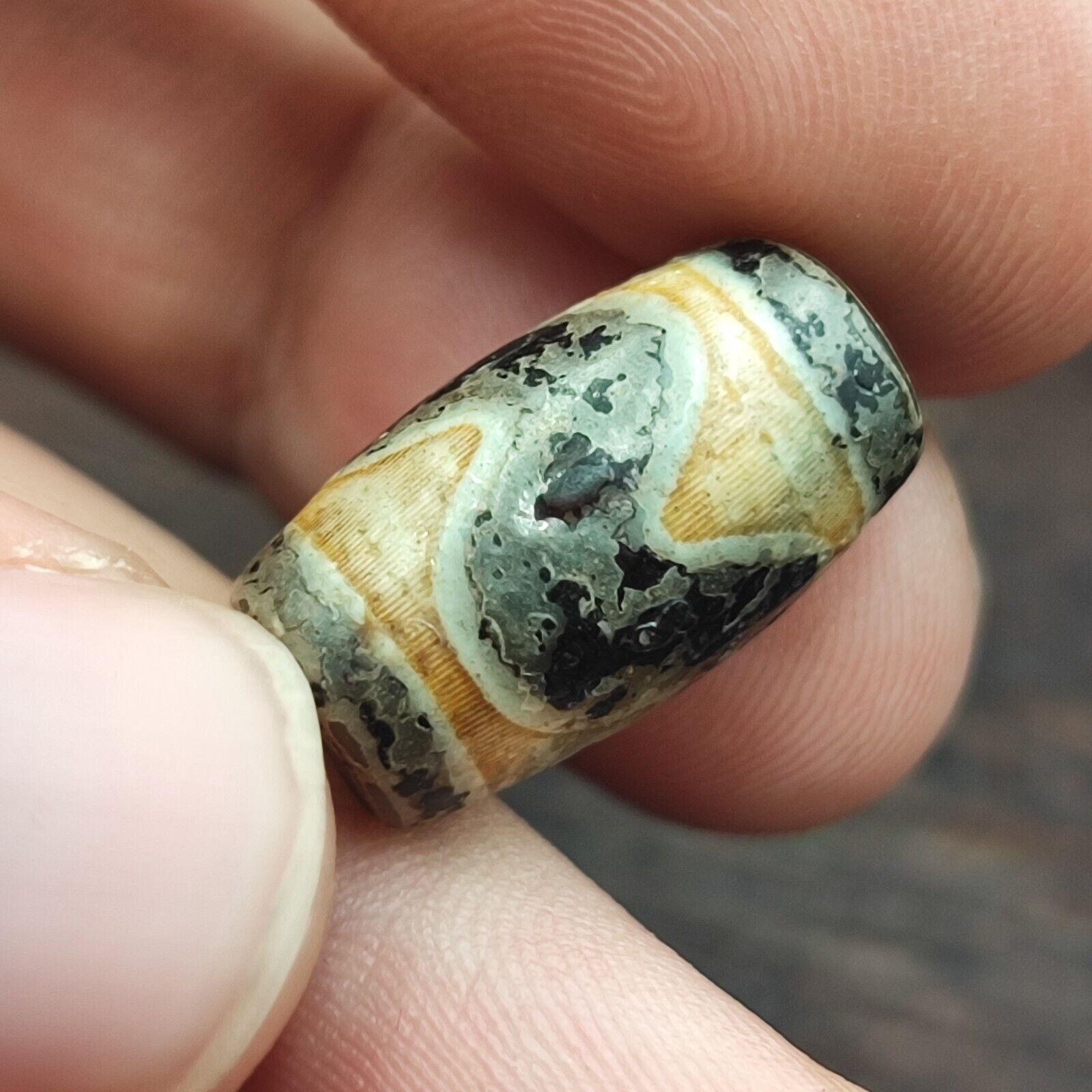 Vintage Himalayan Tibetan Agate Dzi Bead Amulet  #3-1