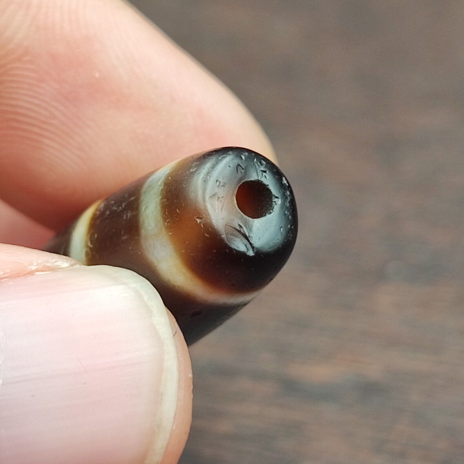 Nepalese Himalayan Indo Tibetan Agate Dzi Bead Amulet  #3-4