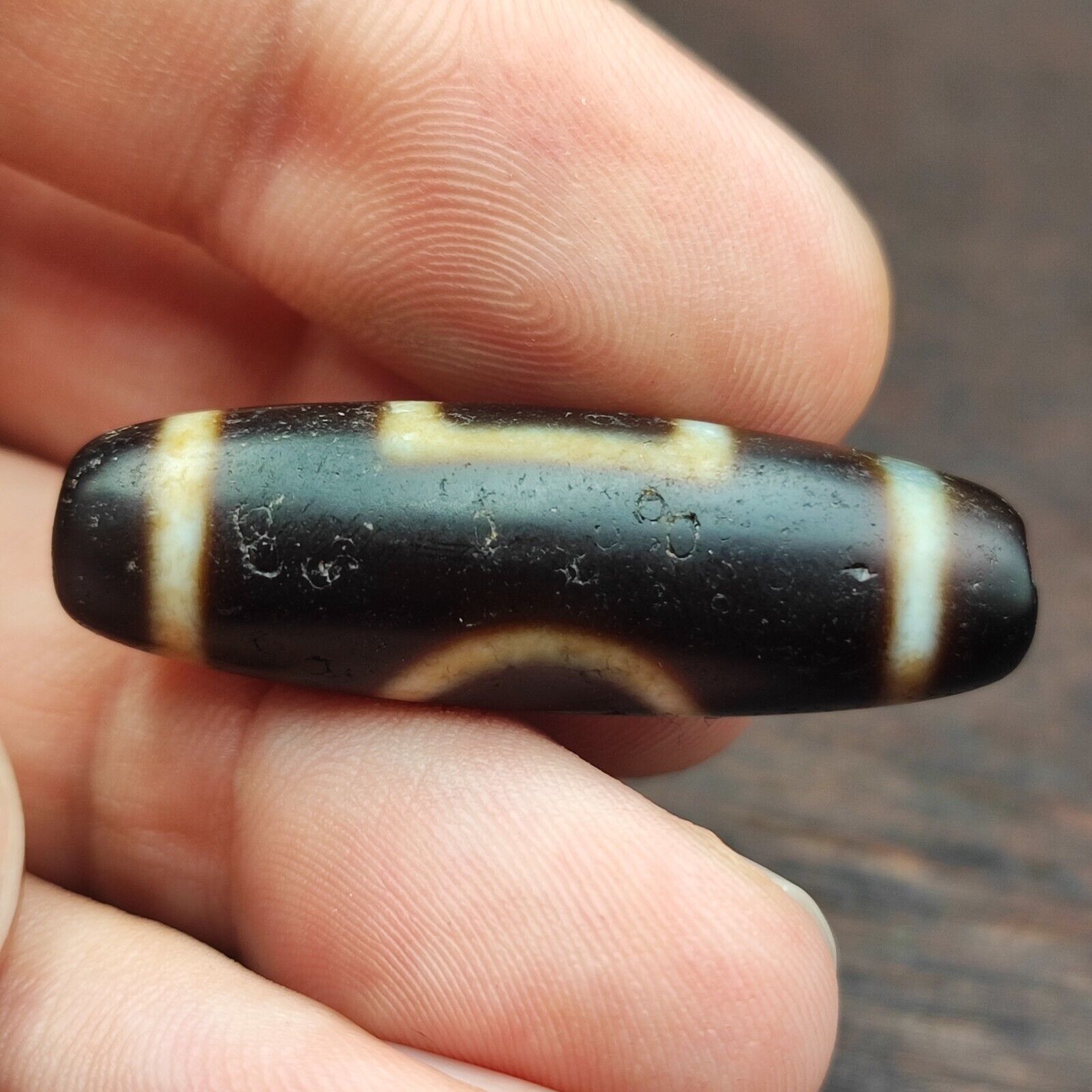 Nepalese Himalayan Indo Tibetan Agate Dzi Bead Amulet  #3-4