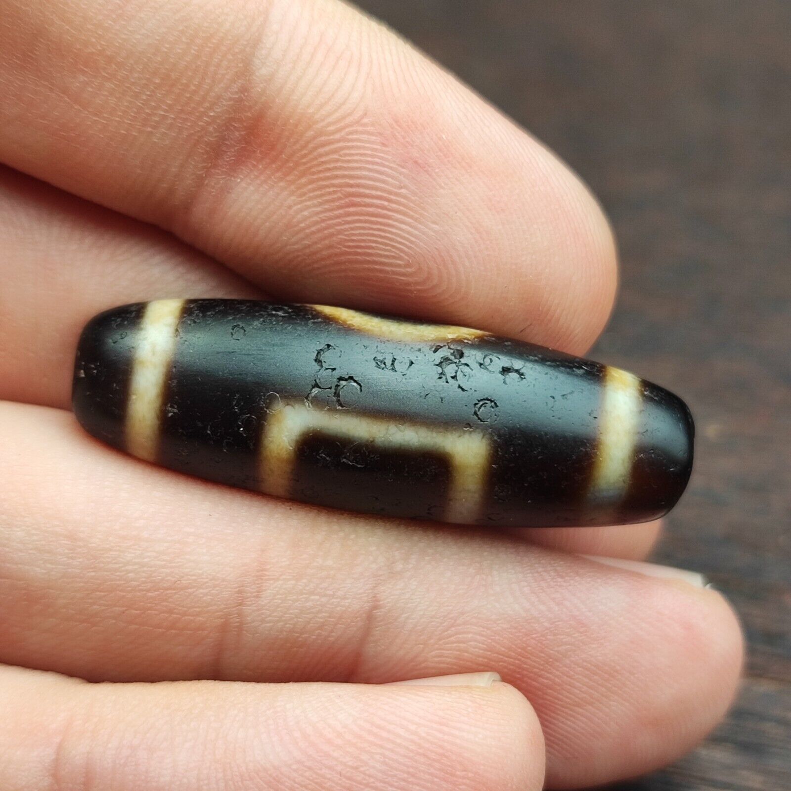 Nepalese Himalayan Indo Tibetan Agate Dzi Bead Amulet  #3-4