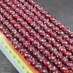 Antique Venetian Style old red white heart Skunk beads African Necklace