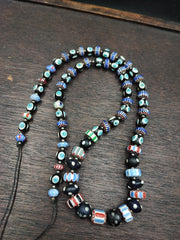 Amazing Vintage Evil-Eye venetian-African Style Chevron Glass beads necklace
