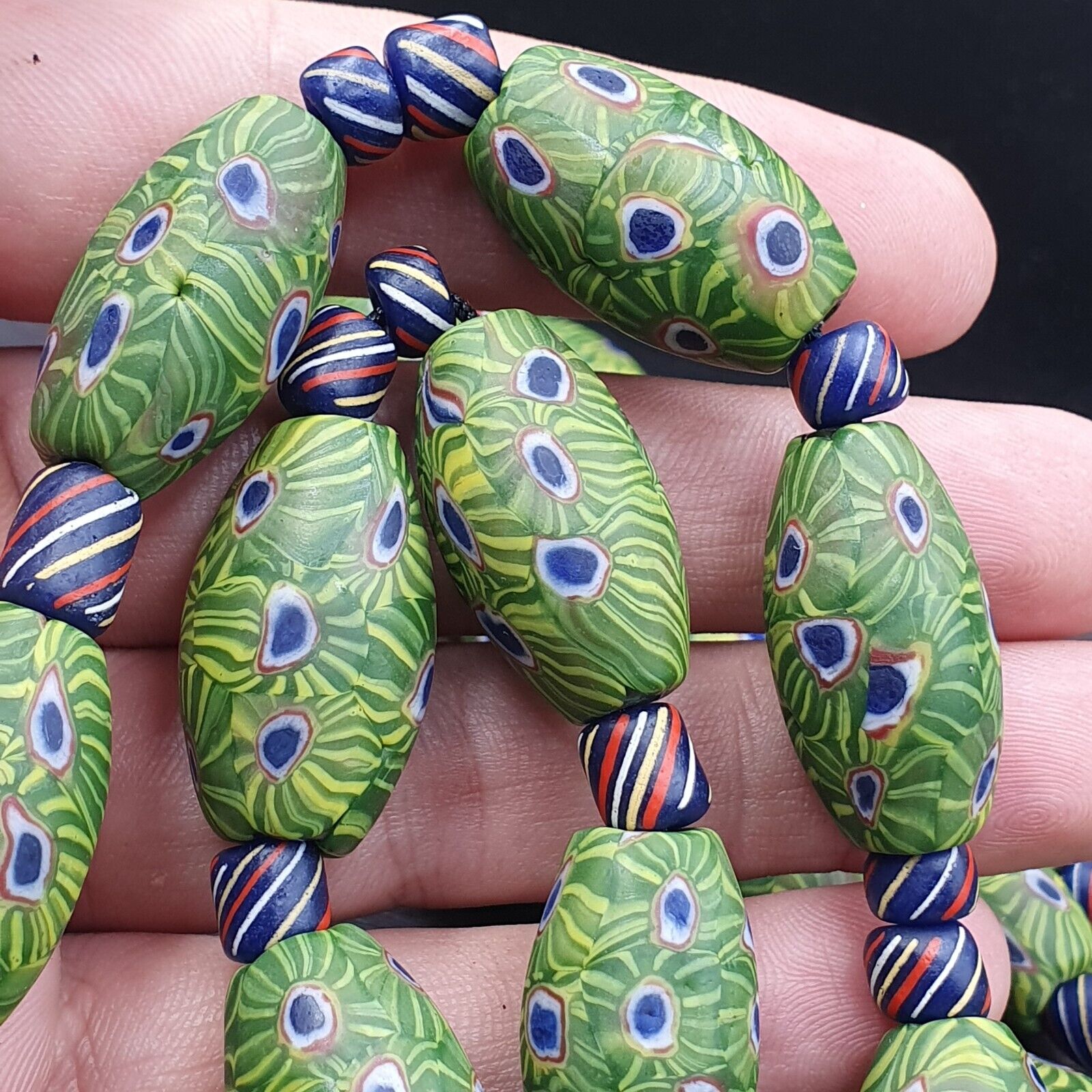 Amazing Vintage Gabri African Style Eyes Glass beads necklace