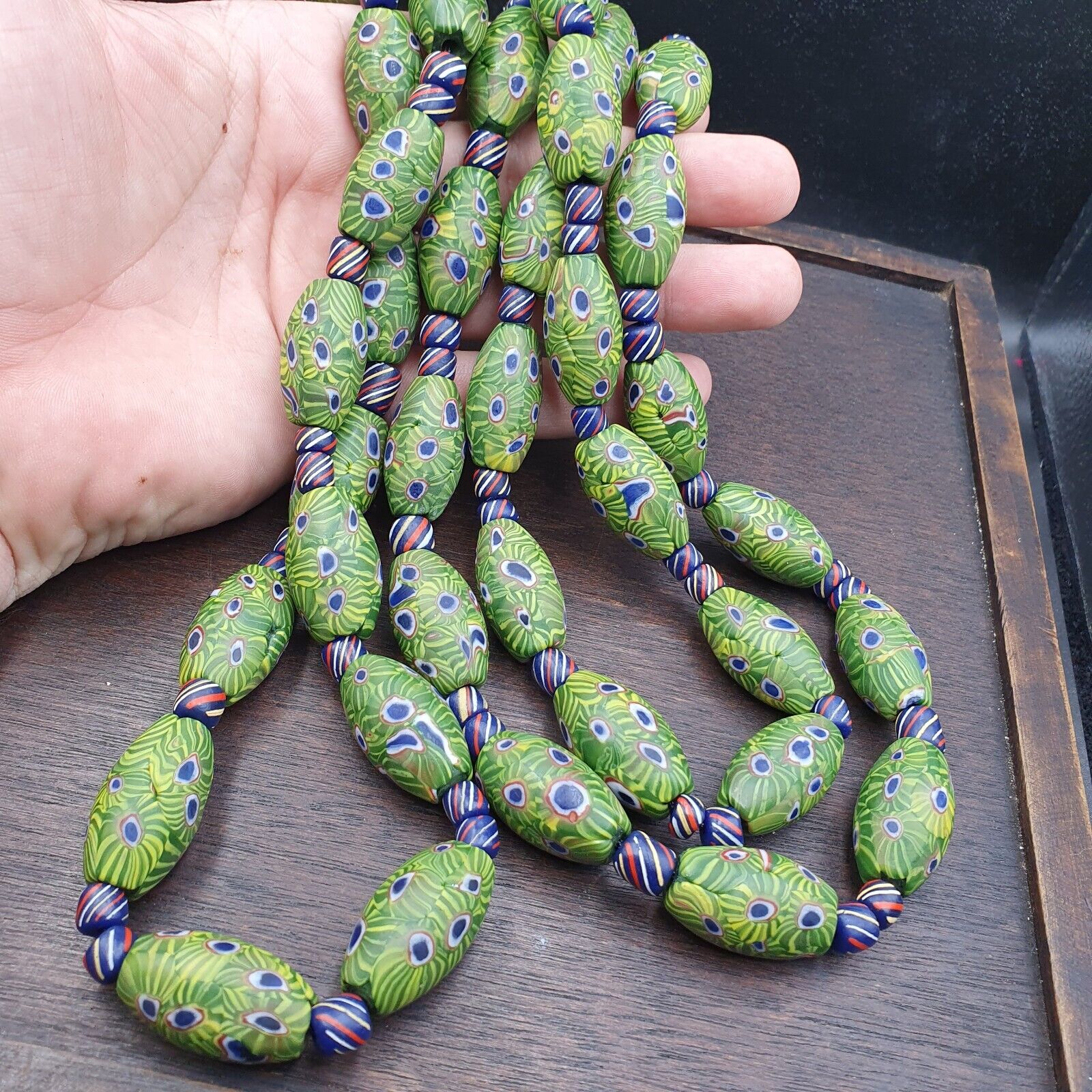 Amazing Vintage Gabri African Style Eyes Glass beads necklace