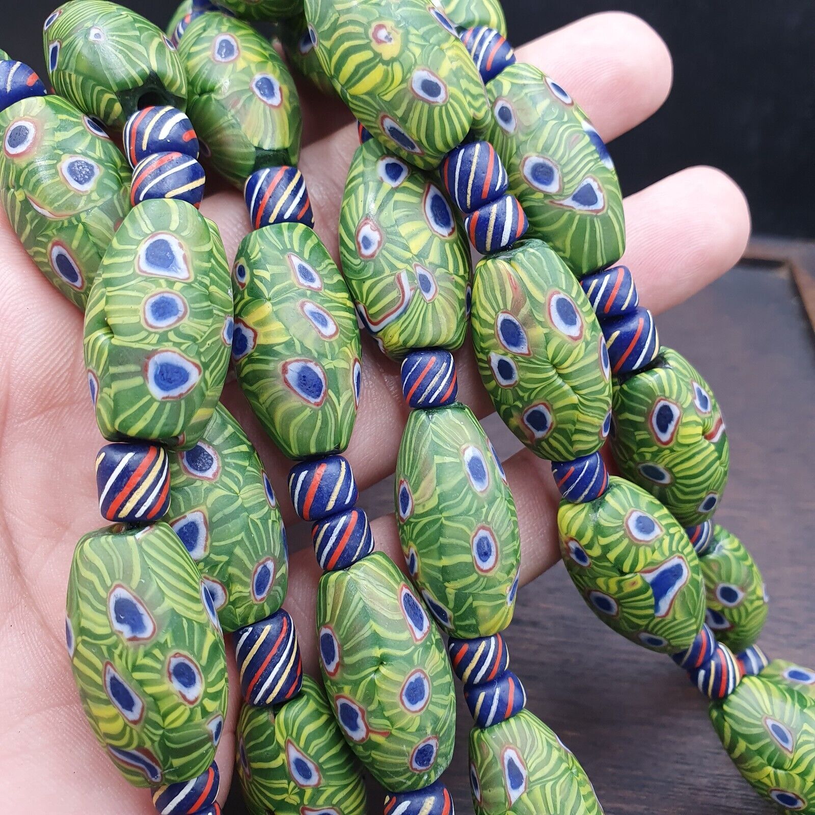 Amazing Vintage Gabri African Style Eyes Glass beads necklace