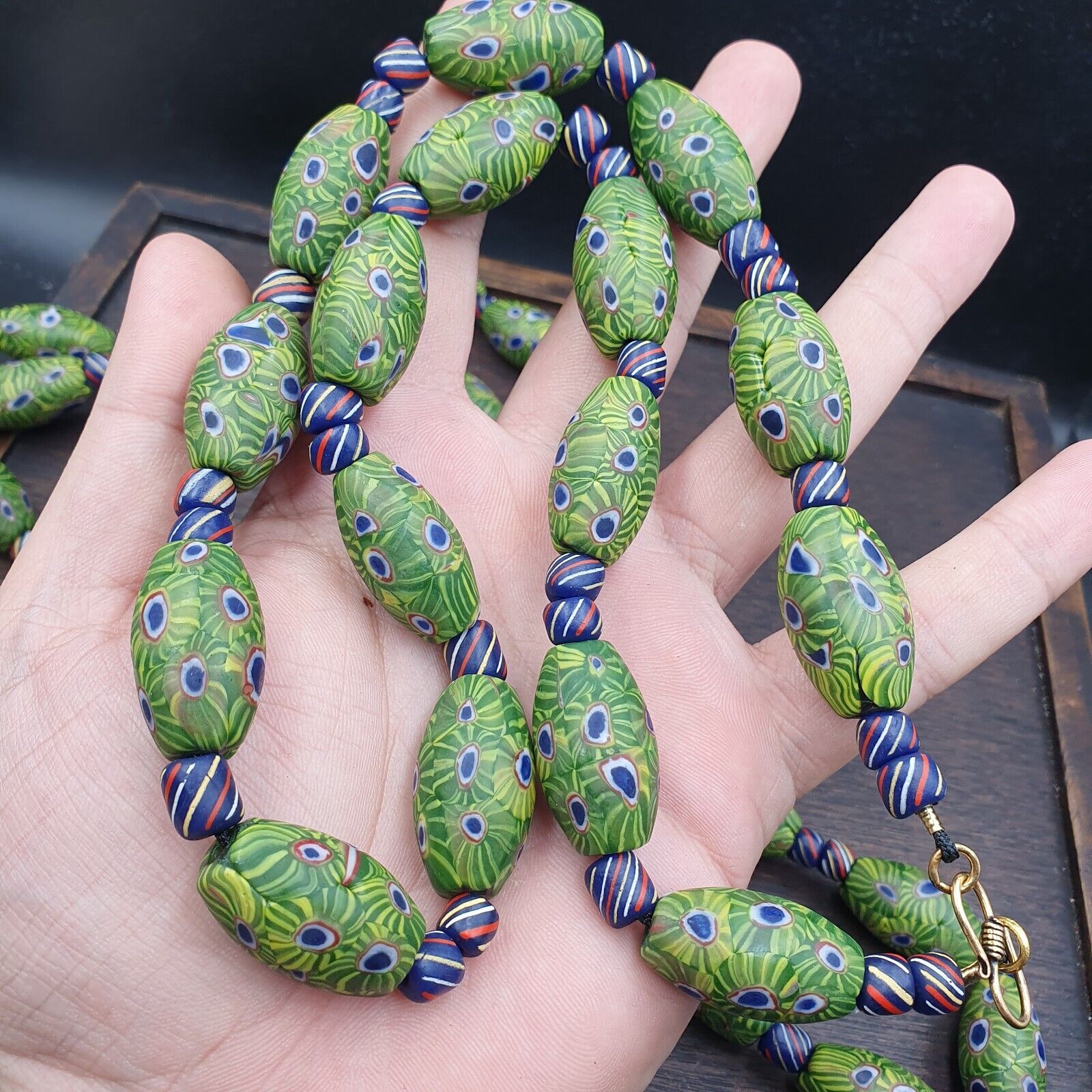 Amazing Vintage Gabri African Style Eyes Glass beads necklace