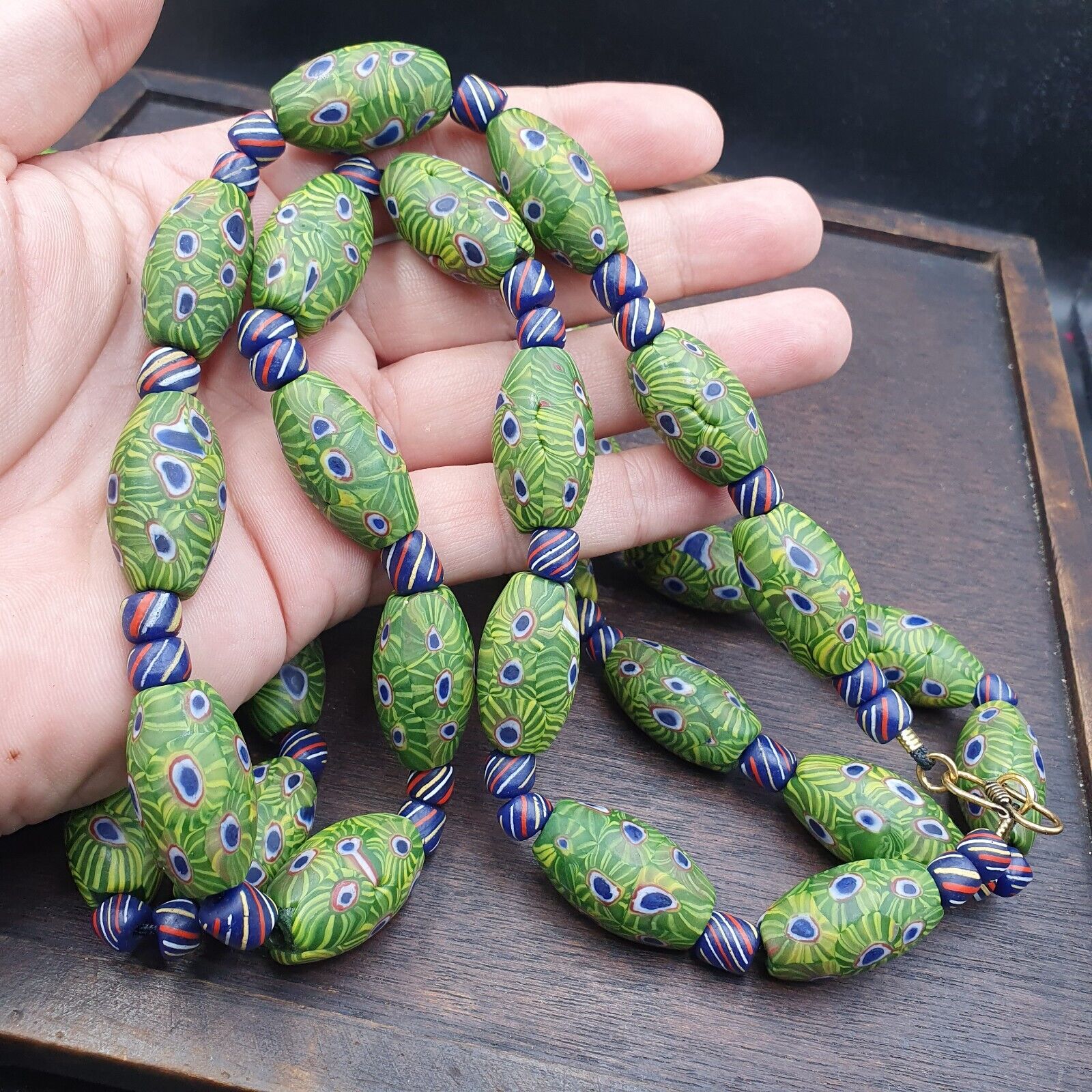 Amazing Vintage Gabri African Style Eyes Glass beads necklace