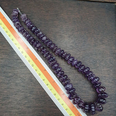 Vintage Amethyst Carving Gemstone Melon Shape Beads Necklaces