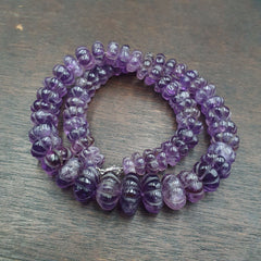Vintage Amethyst Carving Gemstone Melon Shape Beads Necklaces
