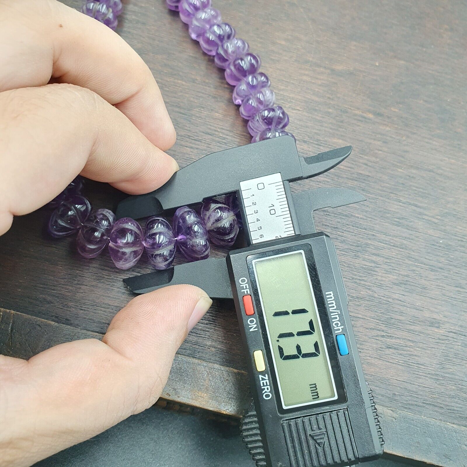 Vintage Amethyst Carving Gemstone Melon Shape Beads Necklaces
