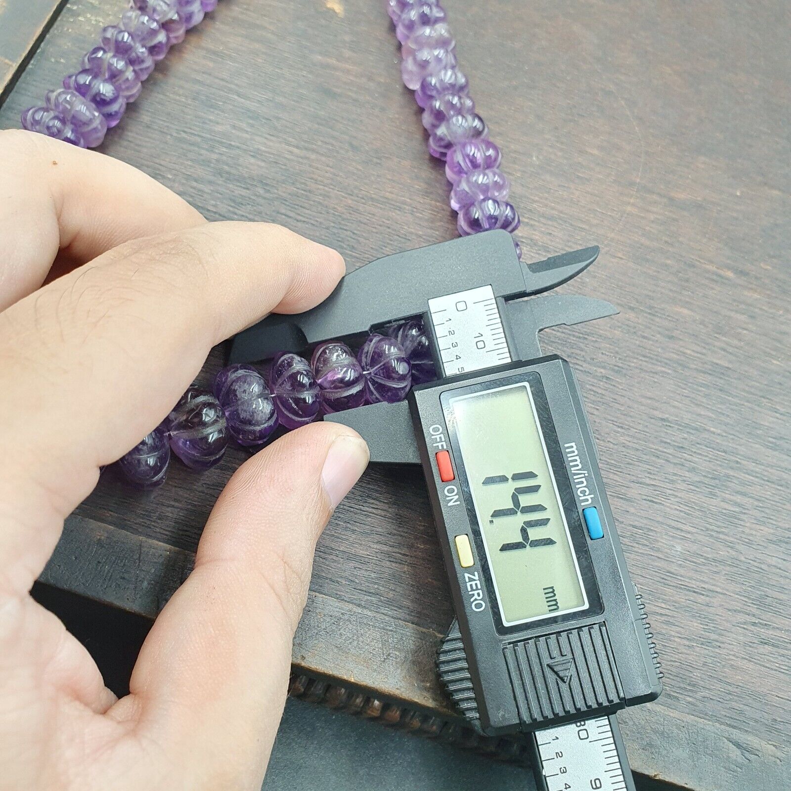 Vintage Amethyst Carving Gemstone Melon Shape Beads Necklaces