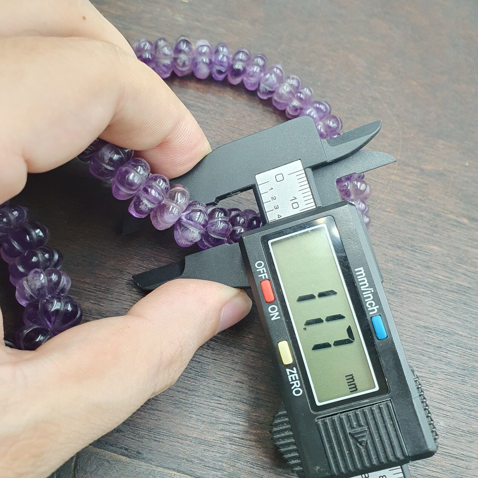 Vintage Amethyst Carving Gemstone Melon Shape Beads Necklaces