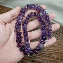 Vintage Amethyst Carving Gemstone Melon Shape Beads Necklaces