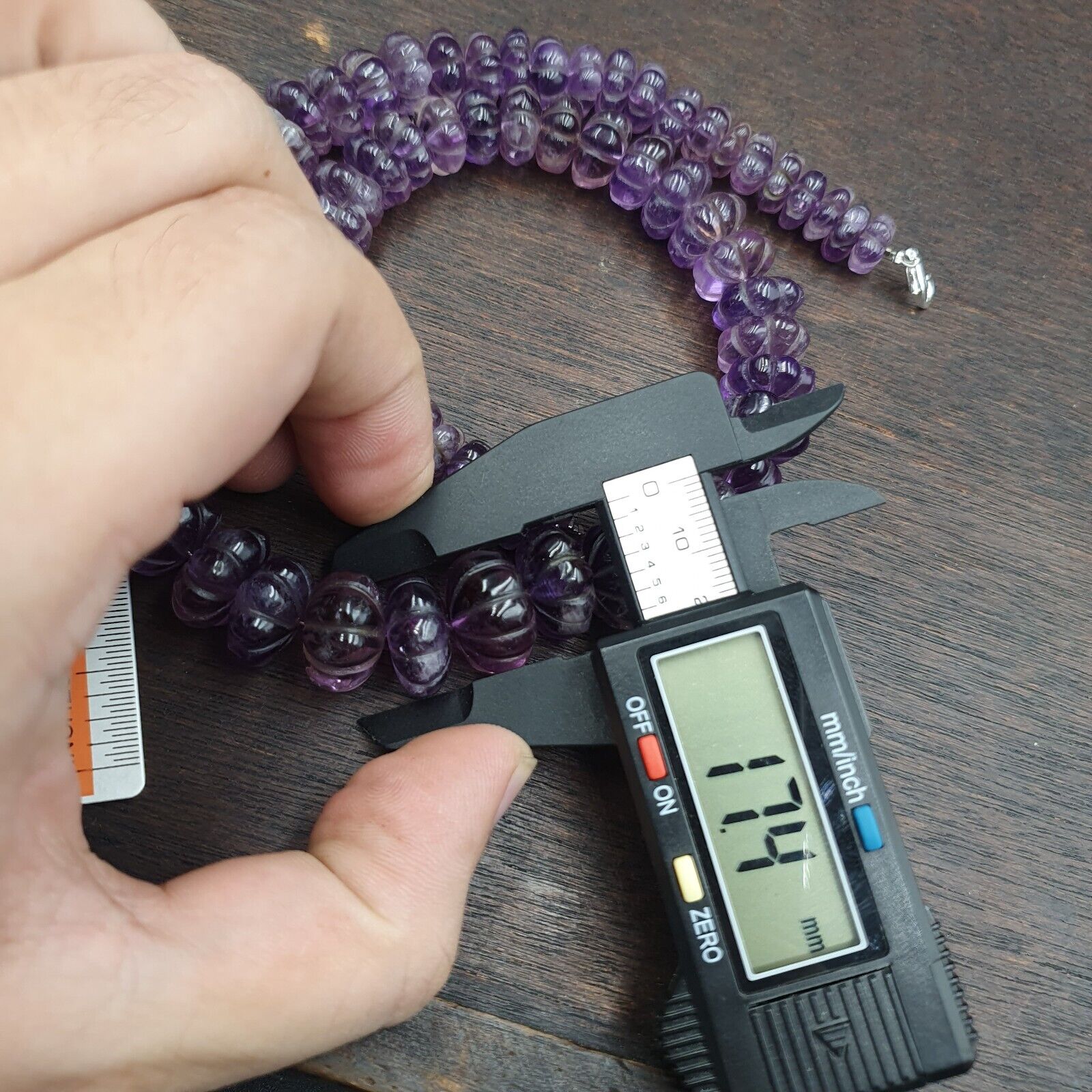 Vintage Amethyst Carving Gemstone Melon Shape Beads Necklaces
